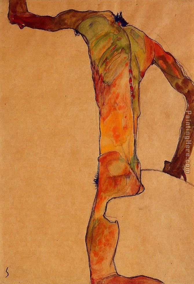 Male Nude painting - Egon Schiele Male Nude art painting